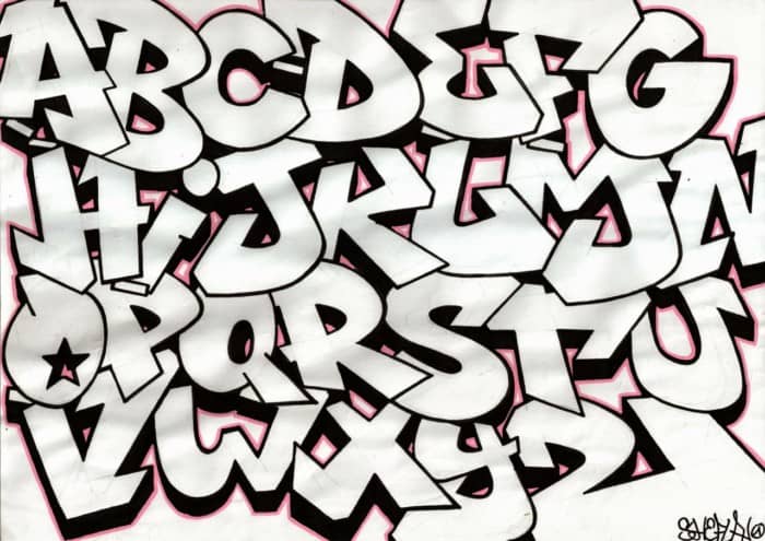 Detail Huruf Sketsa Graffiti Nama Nomer 3