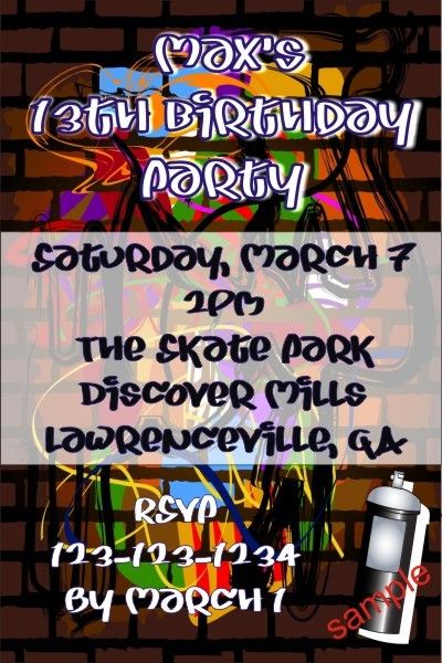 Detail Invitation Graffiti Party Nomer 7