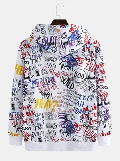 Detail Mens Cool Abstract Graffiti Printed Streetwear Pullover Hoodies Nomer 5