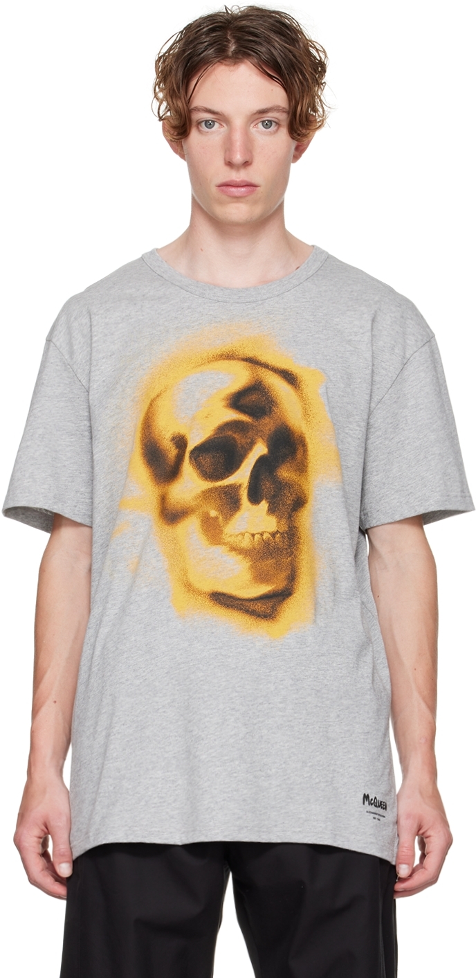 Detail Mens White Organic Cotton Graffiti Skull Print T Shirt Nomer 21