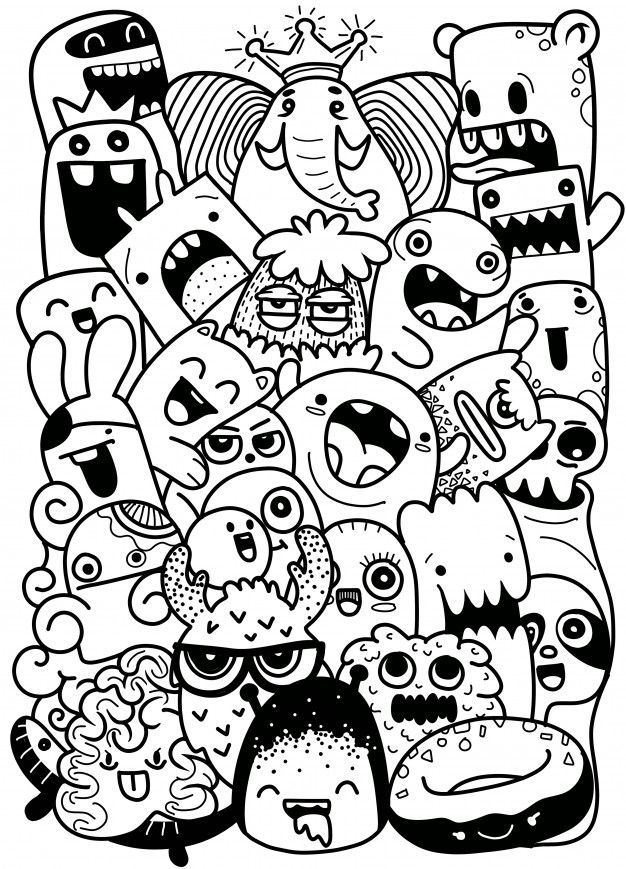 Detail Monster Doodle Graffiti Vector Nomer 50