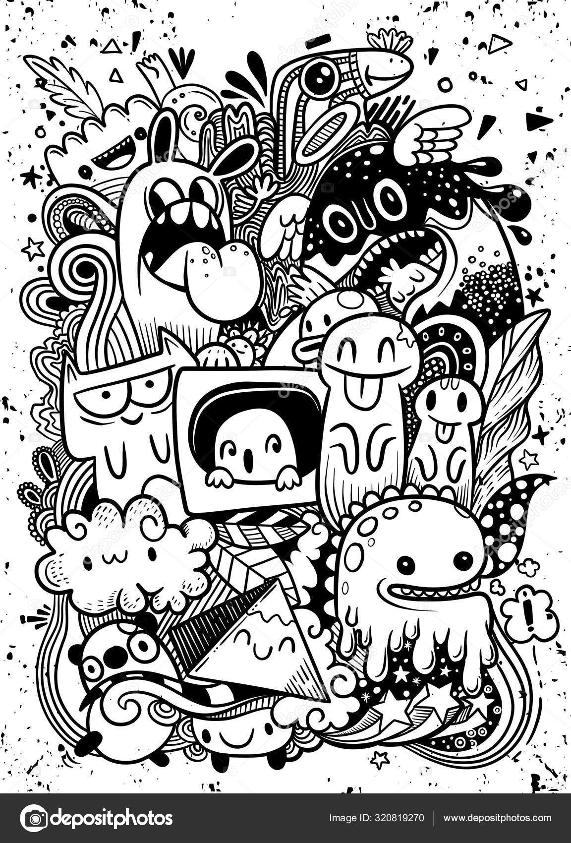 Detail Monster Sketch Graffiti Karakter Nomer 32