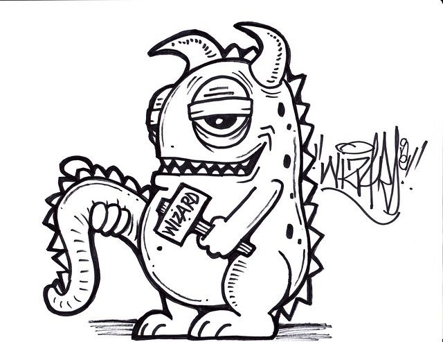 Detail Monster Sketch Graffiti Karakter Nomer 4