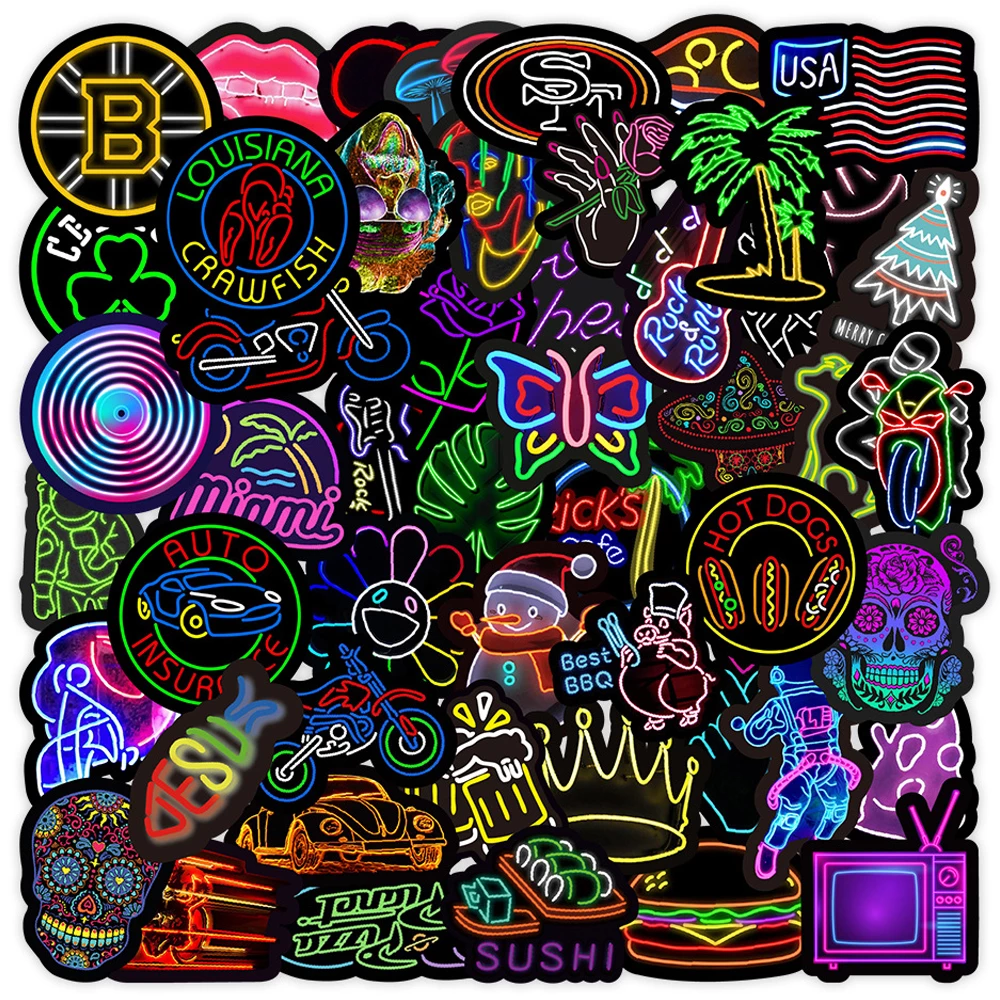 Detail Neon Graffiti 50 Pcs Stiker Nomer 12