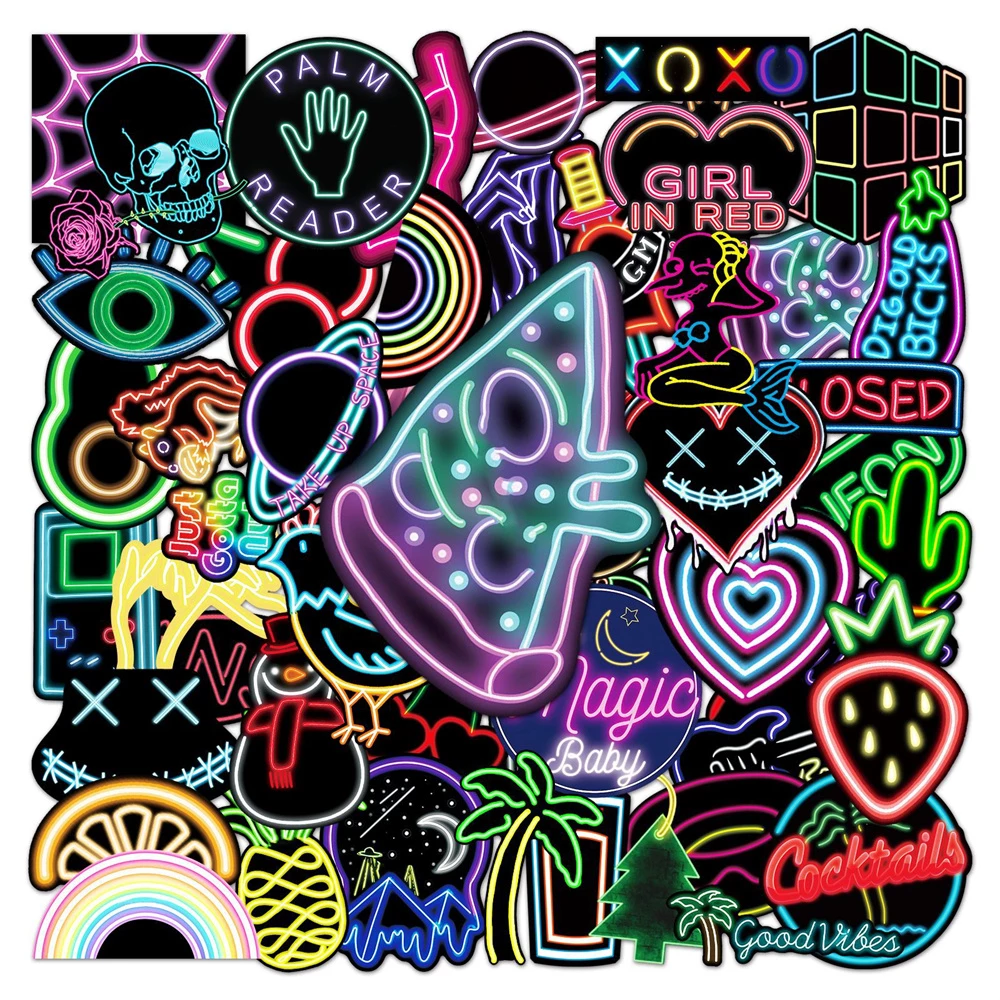 Detail Neon Graffiti 50 Pcs Stiker Nomer 19