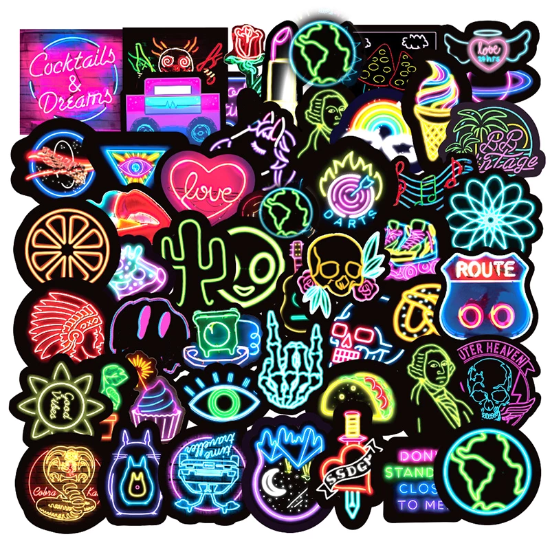 Detail Neon Graffiti 50 Pcs Stiker Nomer 3