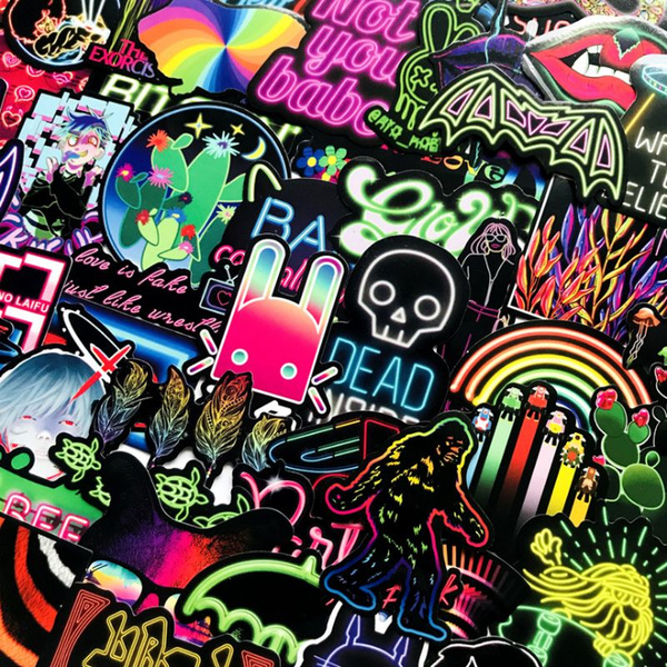 Detail Neon Graffiti 50 Pcs Stiker Nomer 44