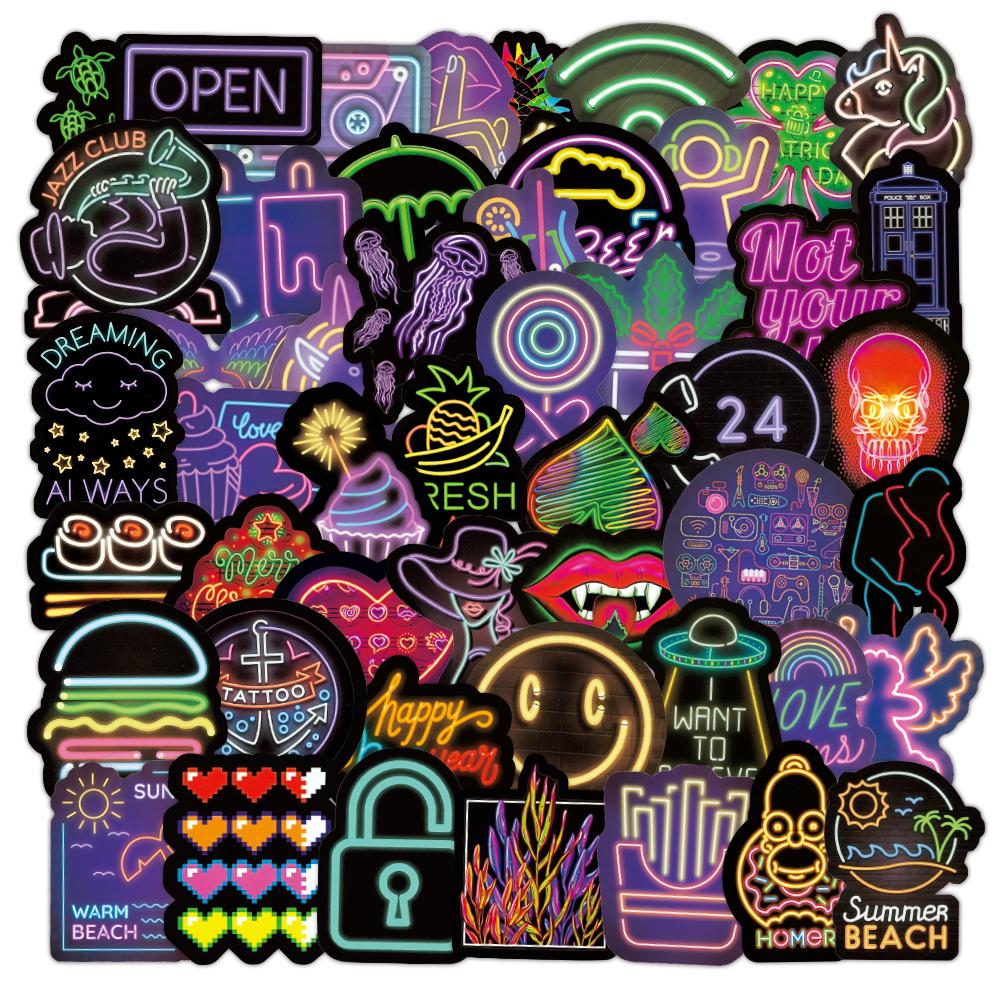 Detail Neon Graffiti 50 Pcs Stiker Nomer 60