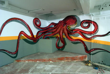 Detail Octopus Graffiti Art Nomer 17