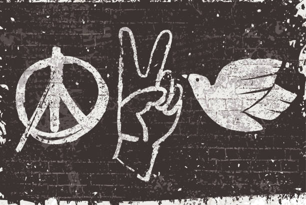 Detail Peace Sign Graffiti Flowers And Dove T Shirt Nomer 31