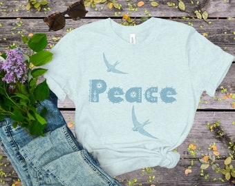 Detail Peace Sign Graffiti Flowers And Dove T Shirt Nomer 32