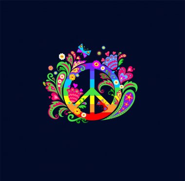 Detail Peace Sign Graffiti Flowers And Dove T Shirt Nomer 35