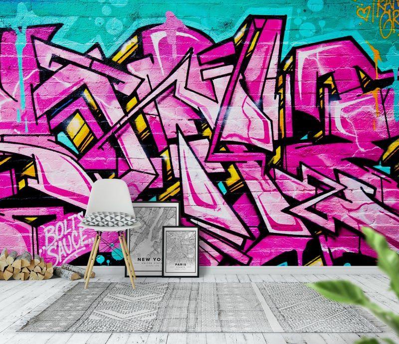 Detail Pink And Black Graffiti Wallpaper Nomer 4