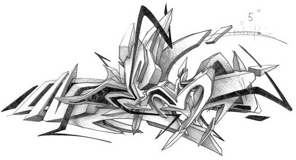 Detail Sketch Graffiti 3d Nomer 2