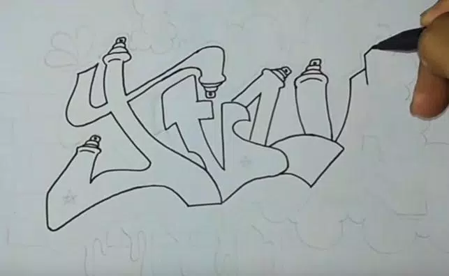 Detail Sketch Graffiti Nama Nomer 32