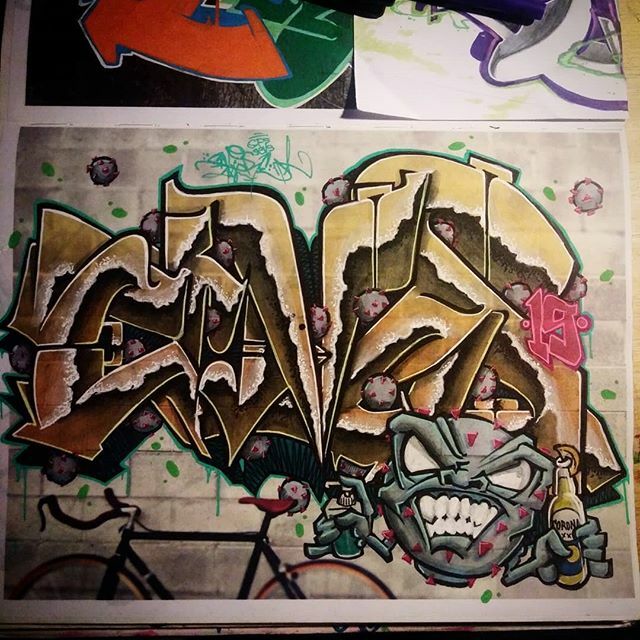 Detail Sketch Graffiti Nama Nomer 34