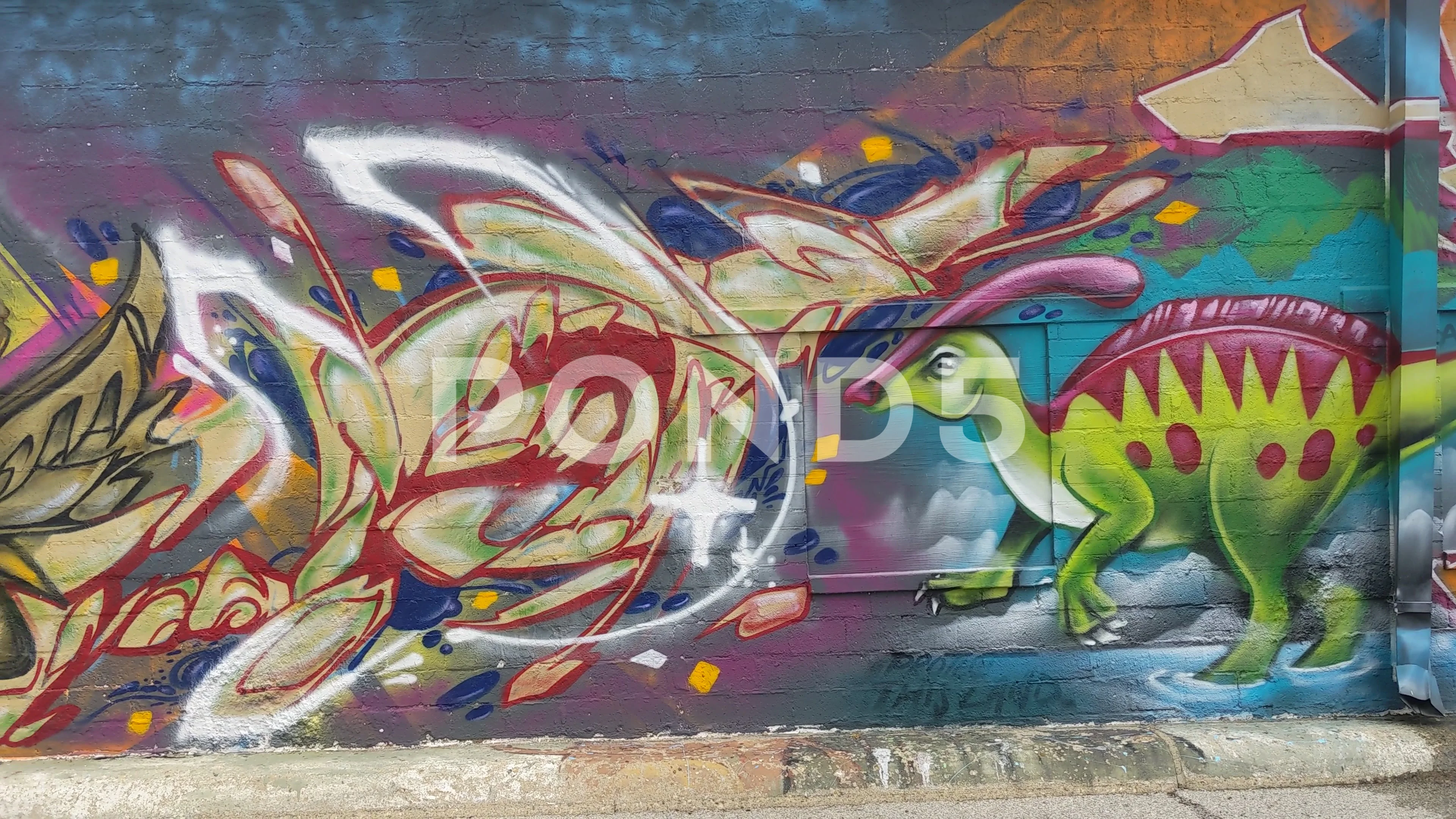 Detail The Ywllow Dinno Graffiti Nomer 35