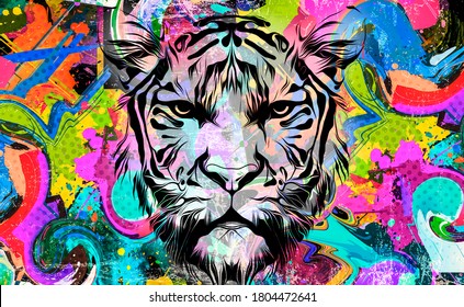 Detail Tiger Graffiti Art Nomer 5