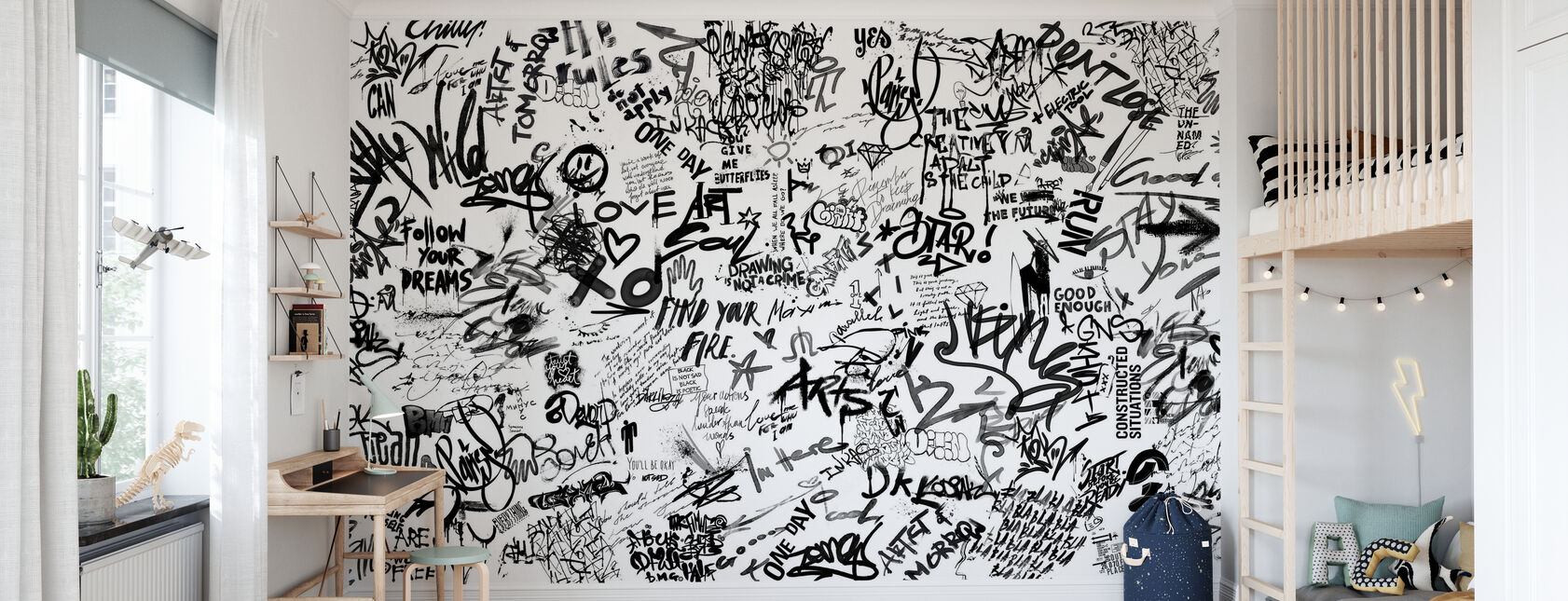 Download Wall Mural Painting Graffiti Black White Nomer 11