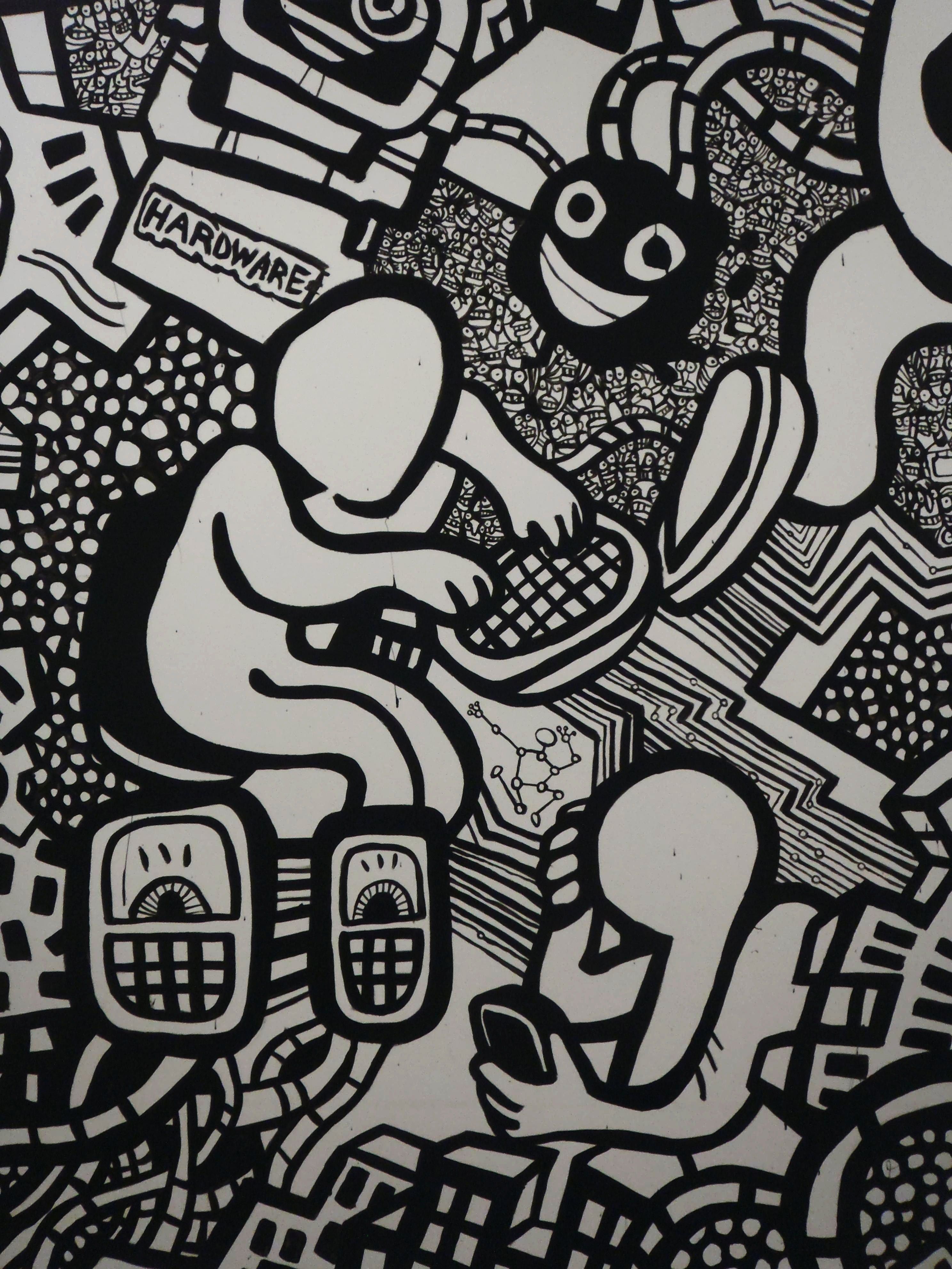 Detail Wall Mural Painting Graffiti Black White Nomer 16