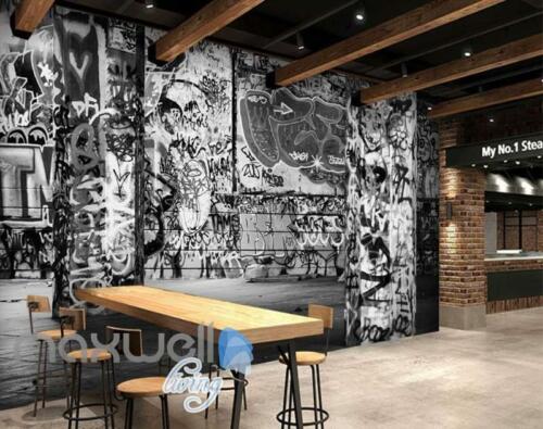 Detail Wall Mural Painting Graffiti Black White Nomer 37