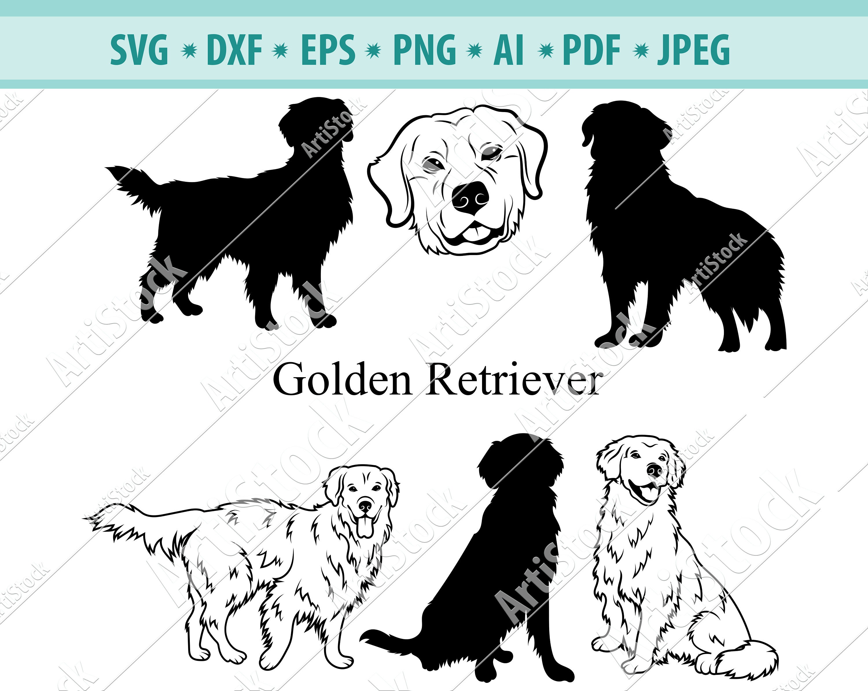 Detail Golden Retriever Silhouette Clip Art Nomer 23