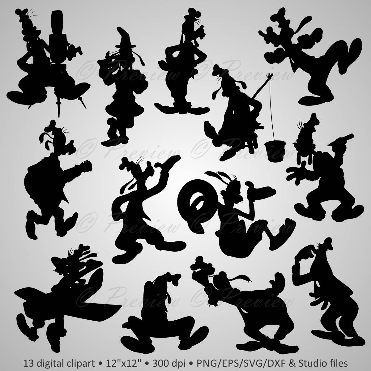 Detail Goofy Silhouette Clip Art Nomer 18