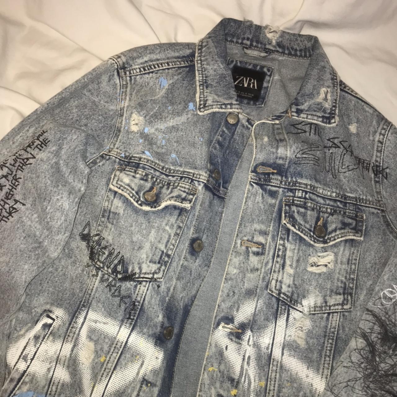 Detail Zara Denim Graffiti Jacket Nomer 16