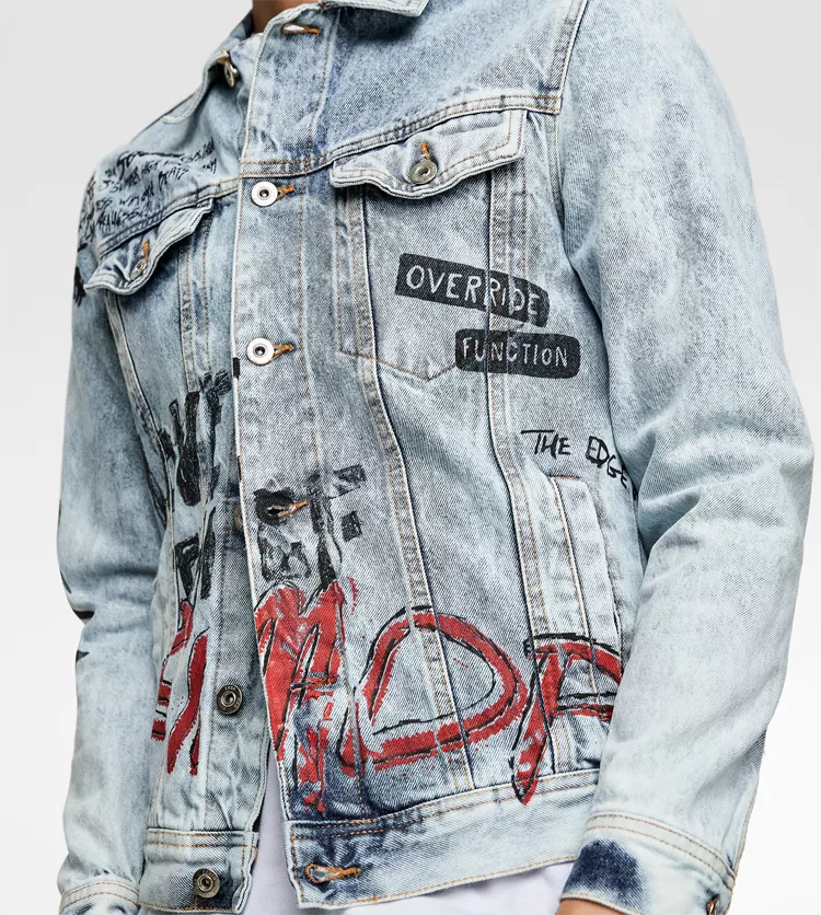 Detail Zara Denim Graffiti Jacket Nomer 30