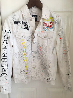 Detail Zara Denim Graffiti Jacket Nomer 37