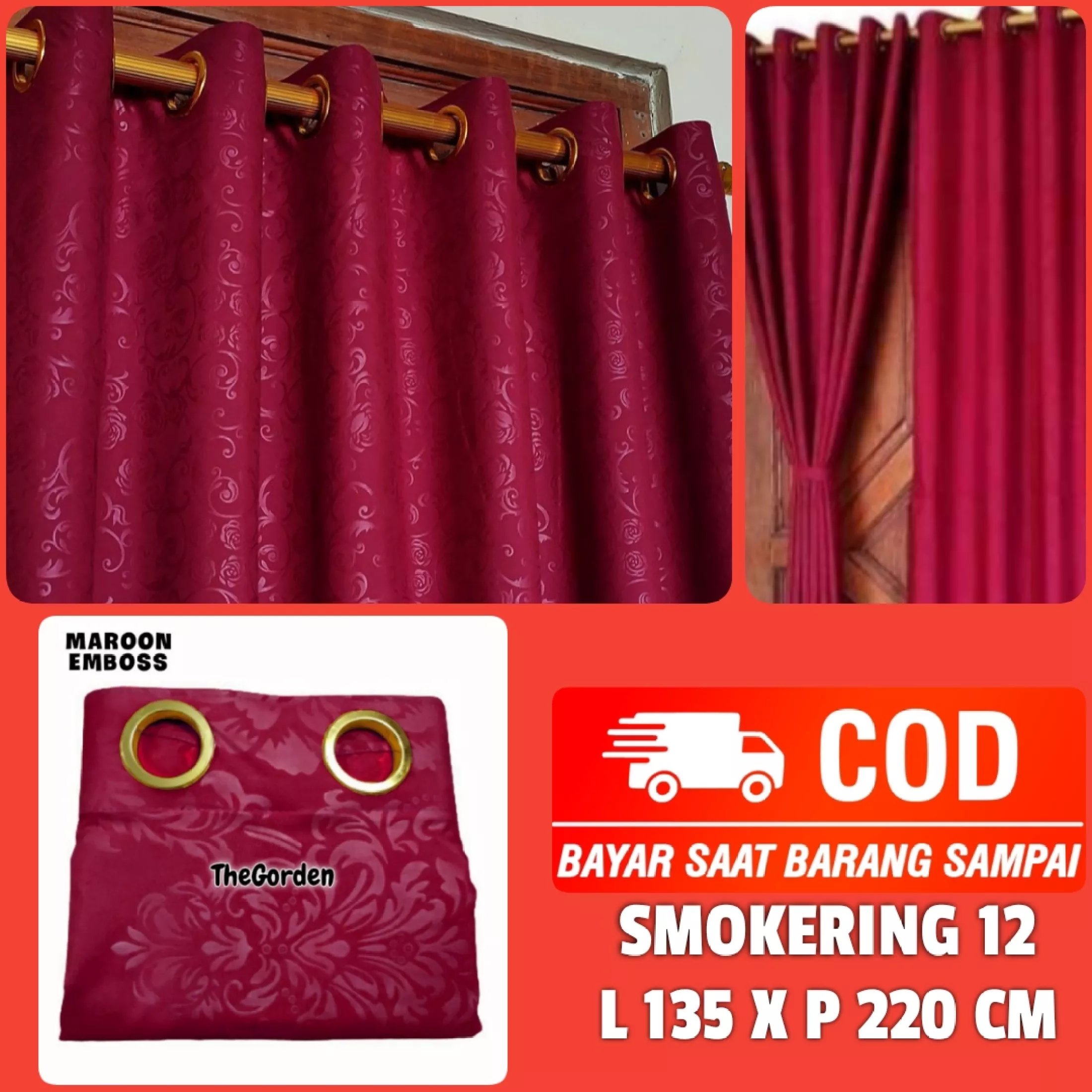 Detail Gorden Minimalis Warna Merah Marun Nomer 41