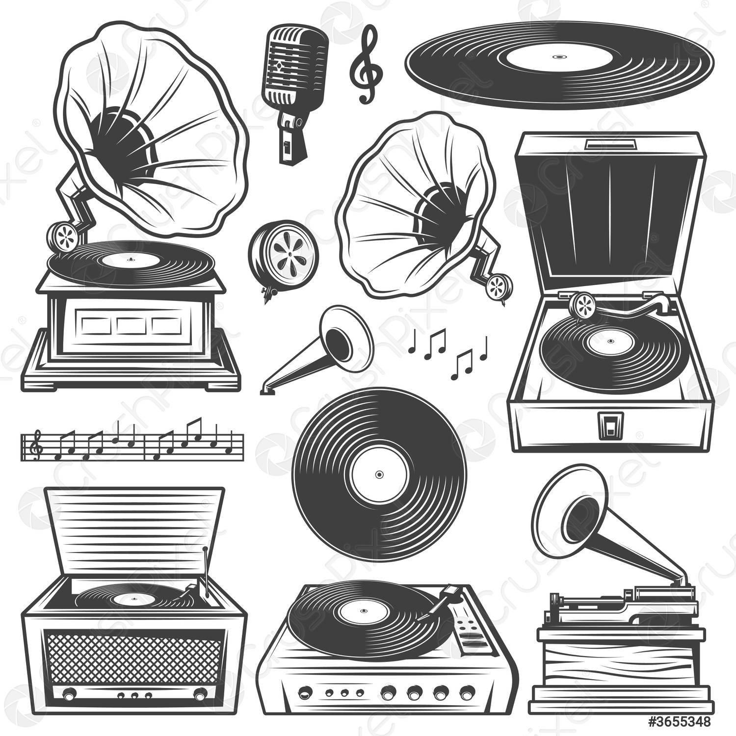 Detail Gramophone Vector Nomer 31