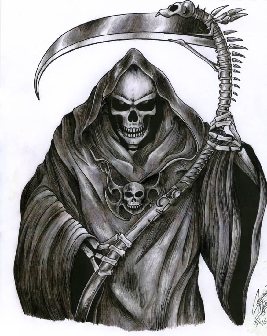 Detail Grim Reaper Skull Drawings Nomer 23