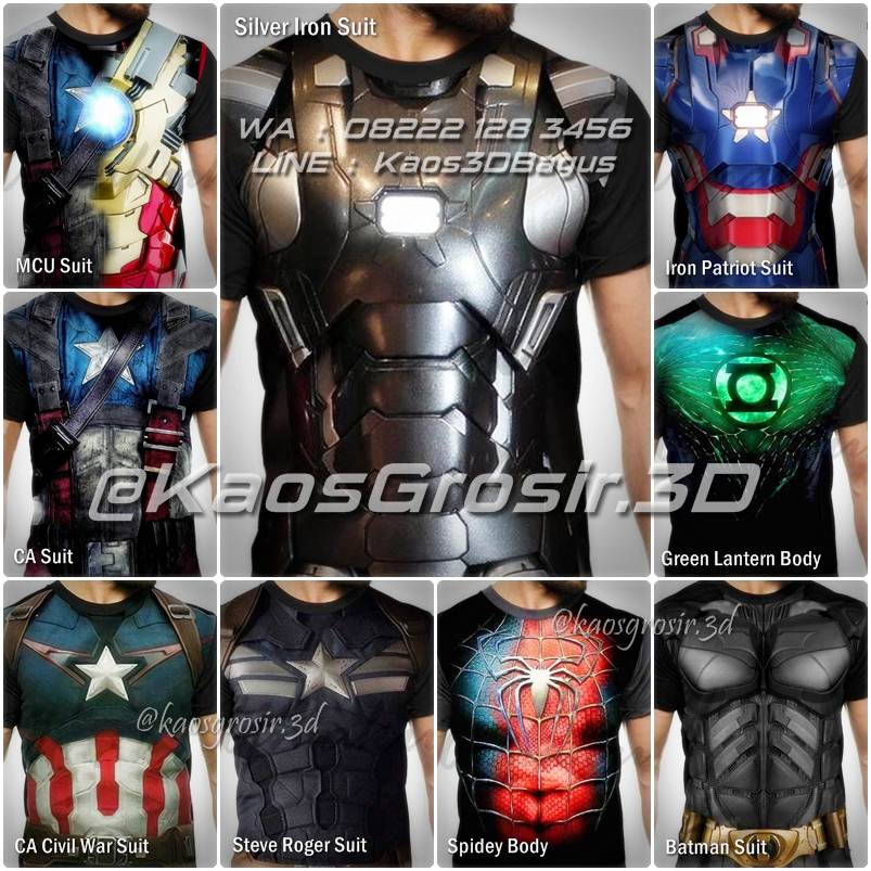 Detail Grosir Kaos Superhero Nomer 18