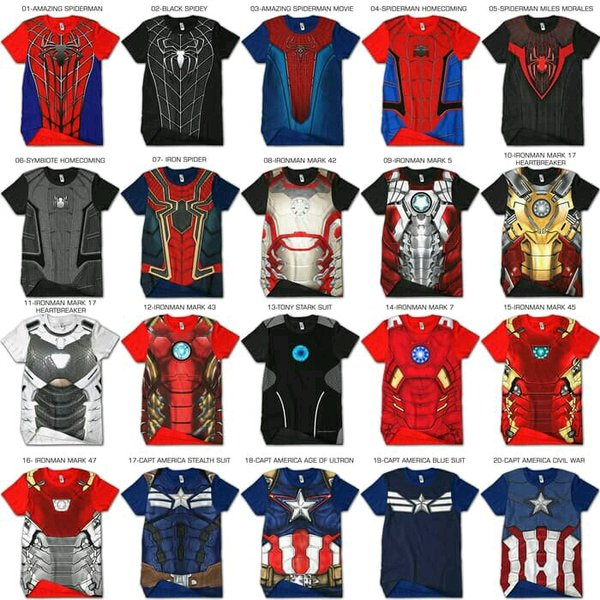 Detail Grosir Kaos Superhero Nomer 23