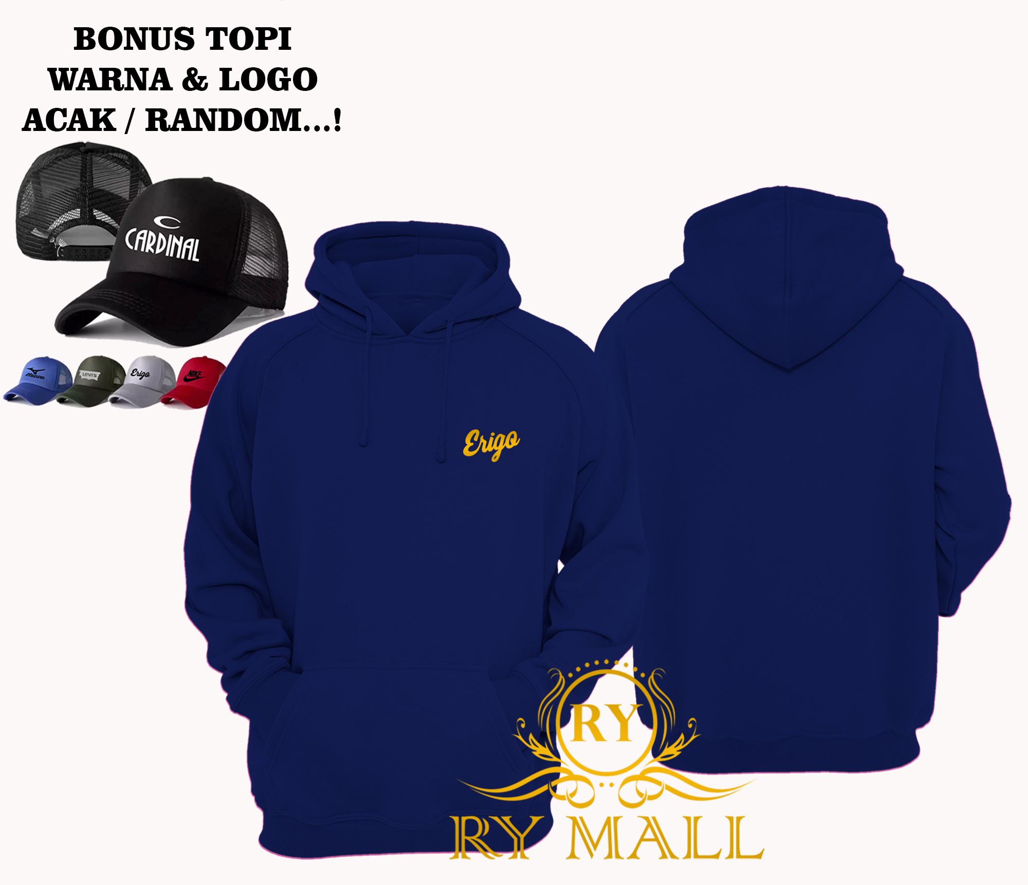 Detail Desain Hoodie Polos Biru Dongker Nomer 42