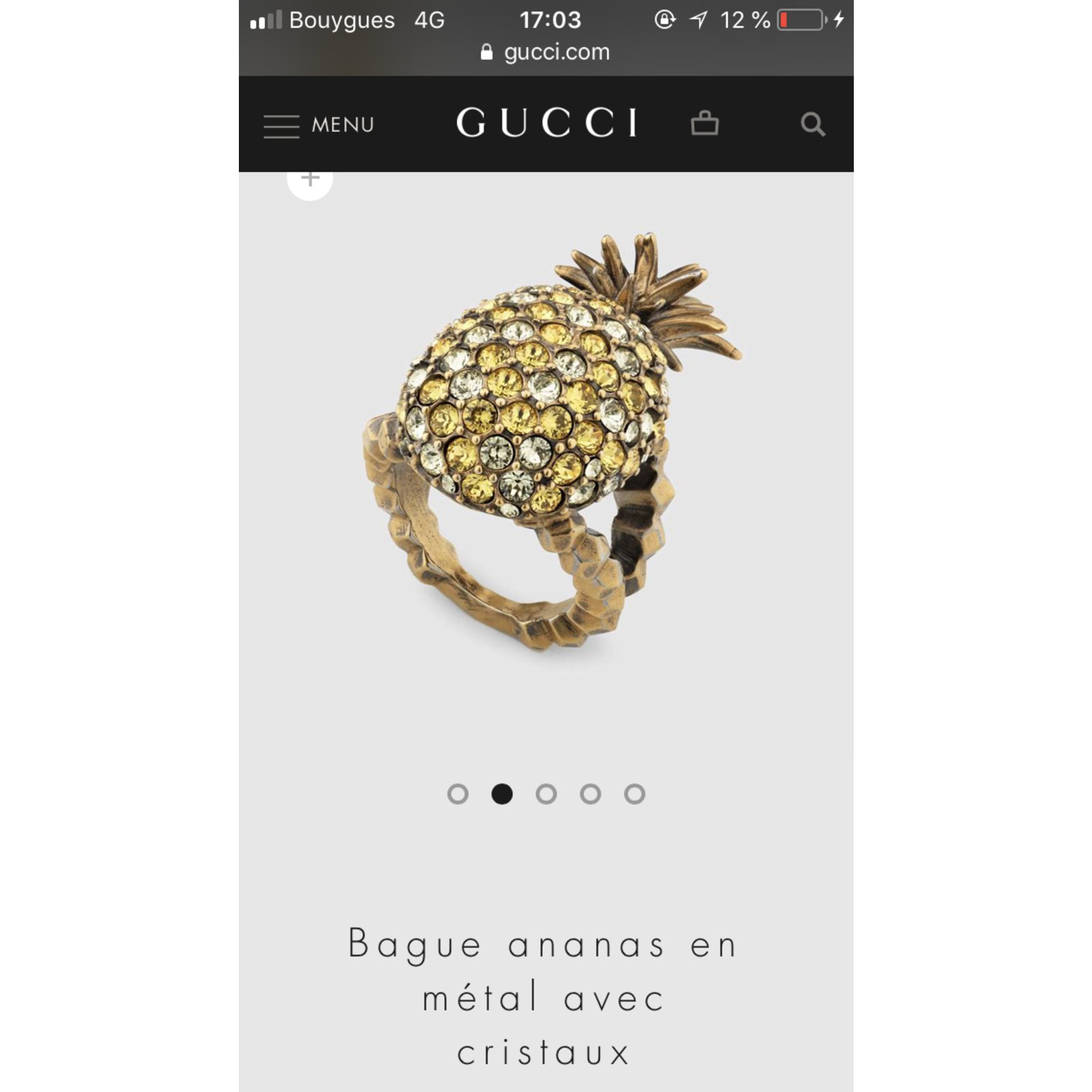 Detail Gucci Ghost Pineapple Ring Nomer 54