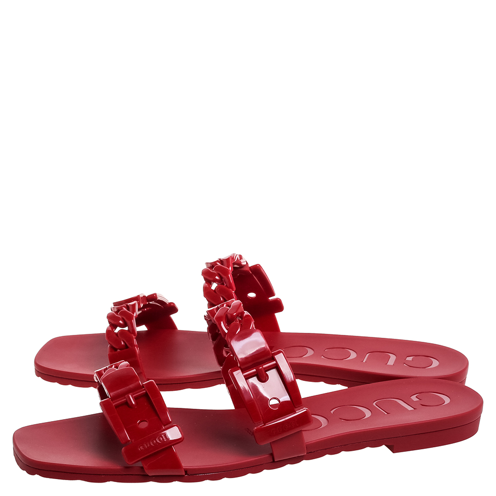 Detail Gucci Red Jelly Sandals Nomer 23