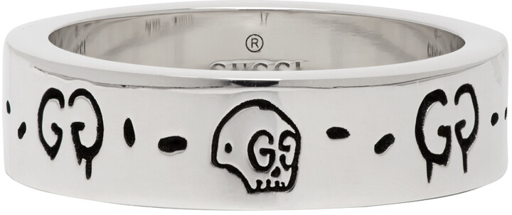 Detail Gucci Silver G Ghost Ring Nomer 44