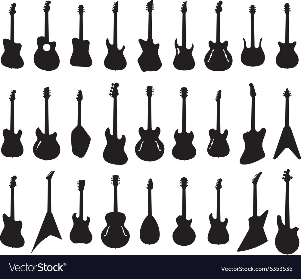 Detail Guitar Silhouette Vector Nomer 22