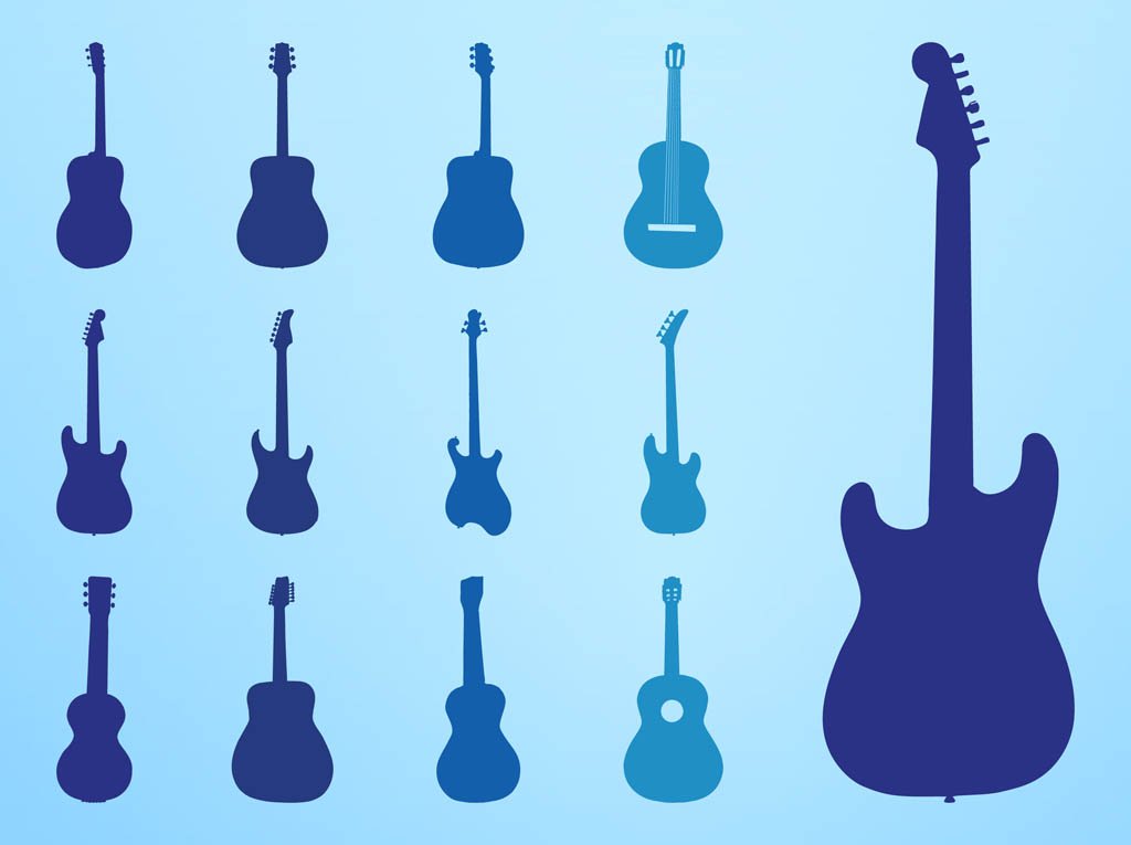 Detail Guitar Silhouette Vector Nomer 44