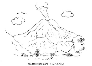 Detail Gunung Merapi Vector Nomer 19