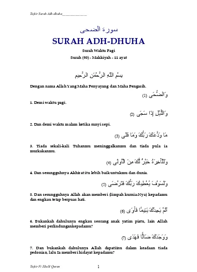 Detail Hafalan Surat Ad Dhuha Nomer 31