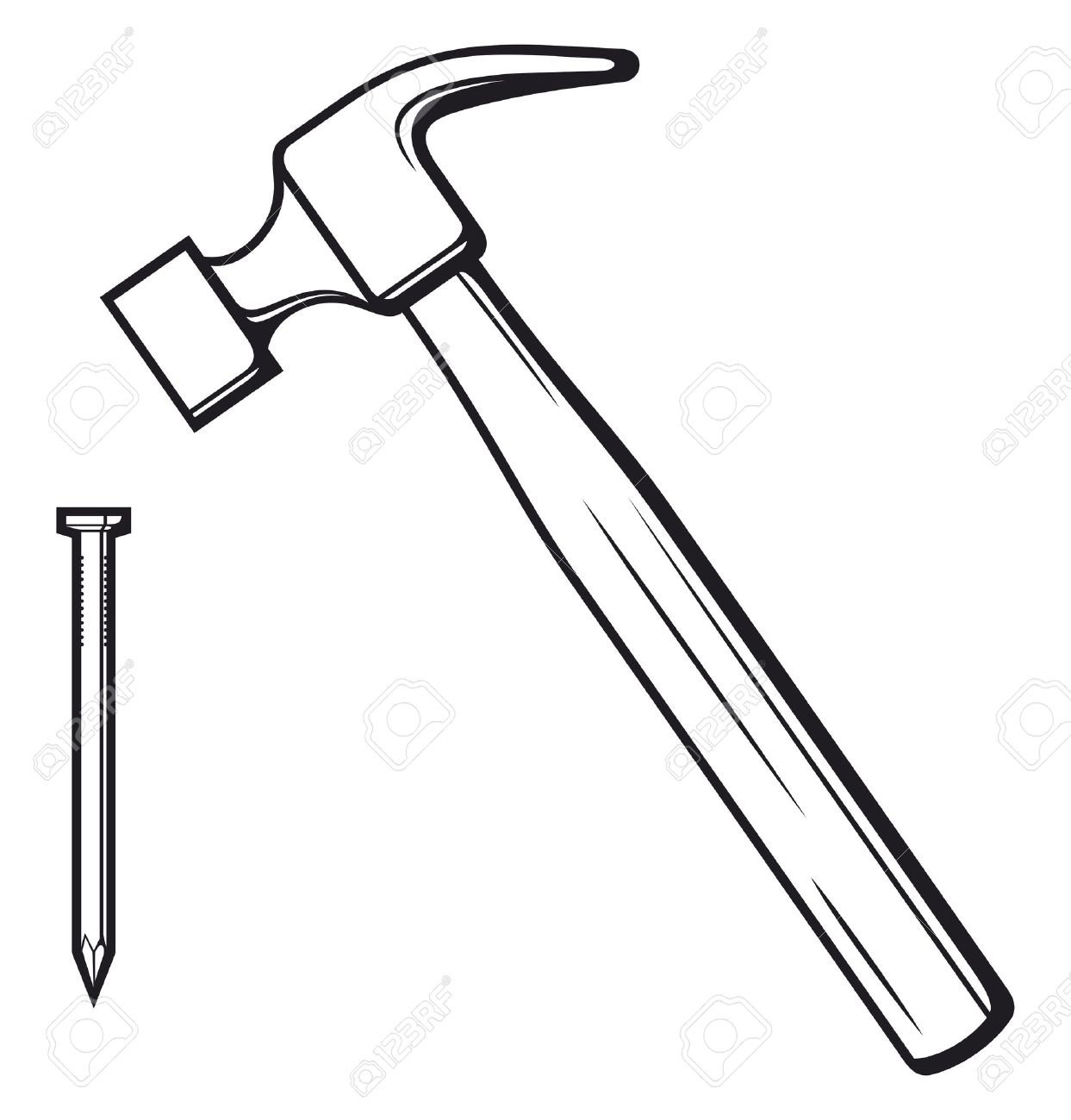 Detail Hammer And Nail Clipart Nomer 12