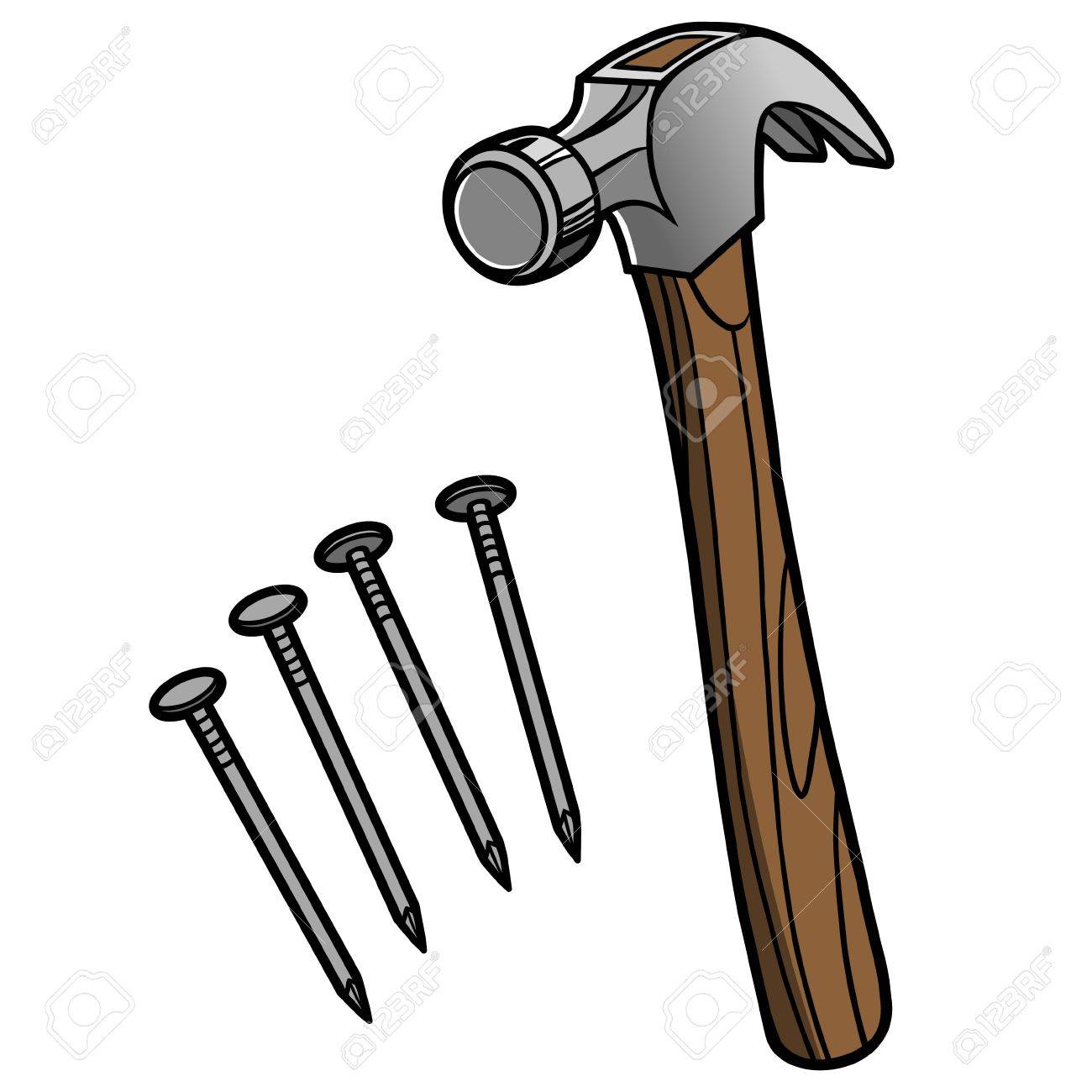 Detail Hammer And Nails Clipart Nomer 2