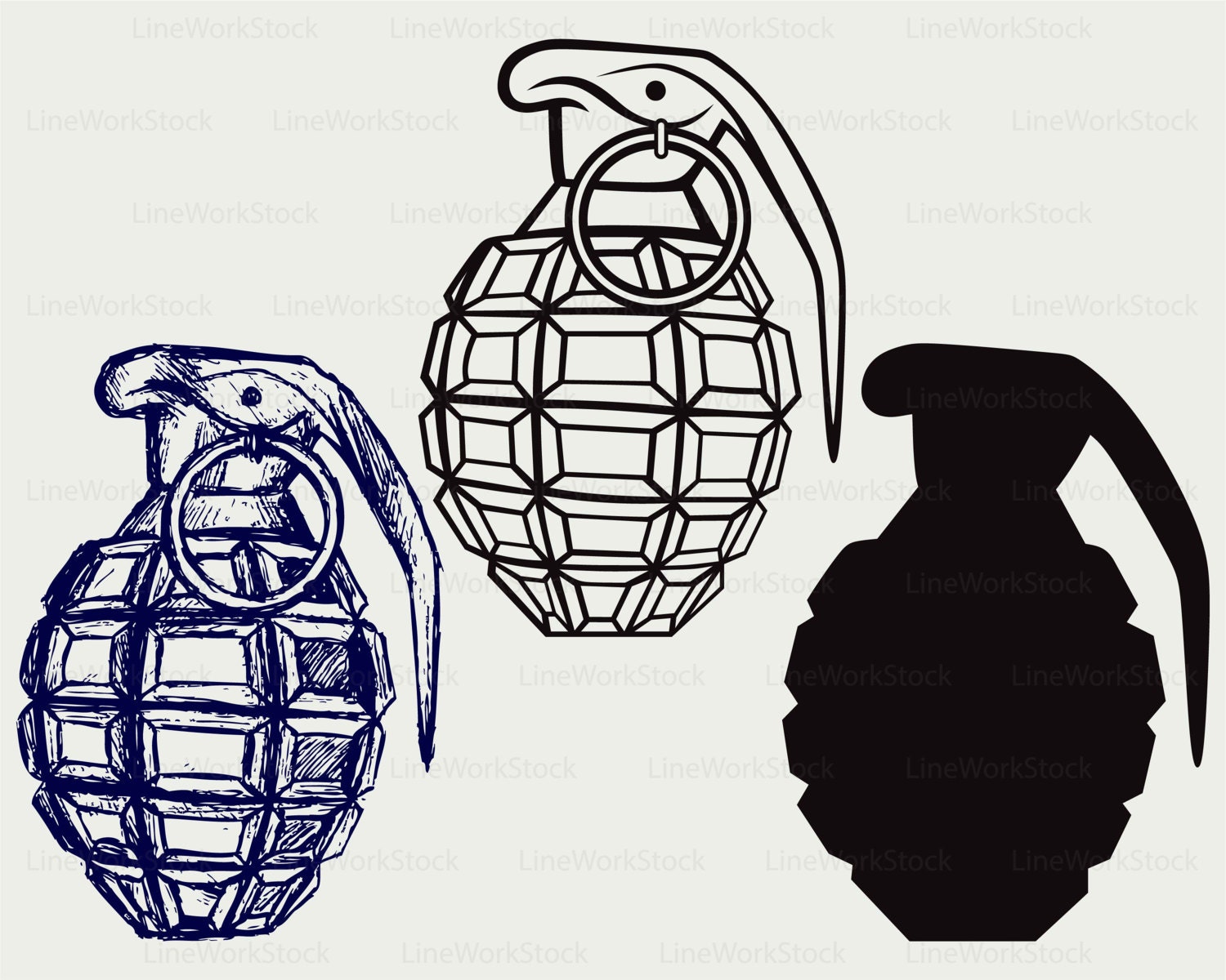 Detail Hand Grenade Clip Art Nomer 28