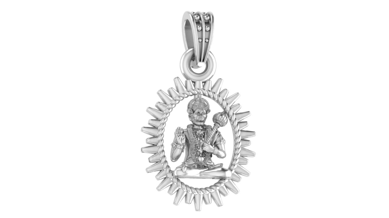 Detail Hanuman Silver Locket Nomer 13