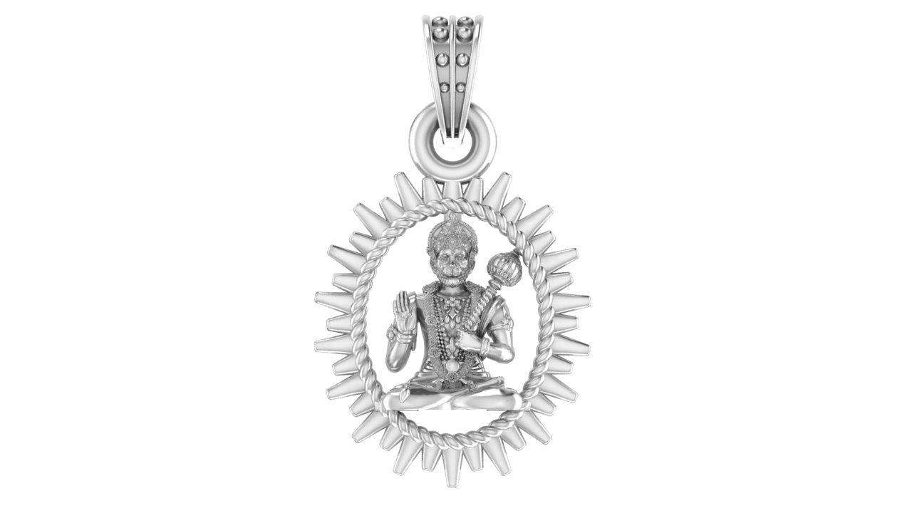 Detail Hanuman Silver Locket Nomer 26