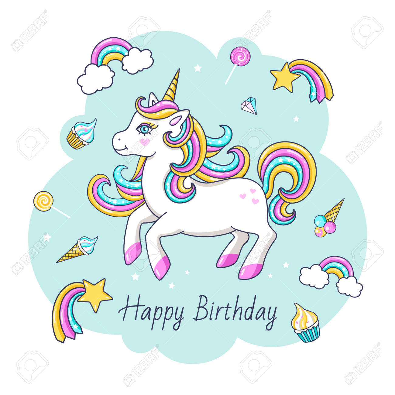 Detail Happy Birthday Unicorn Clipart Nomer 3