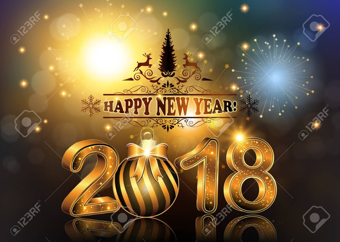 Detail Happy New Year 2018 Background Nomer 24